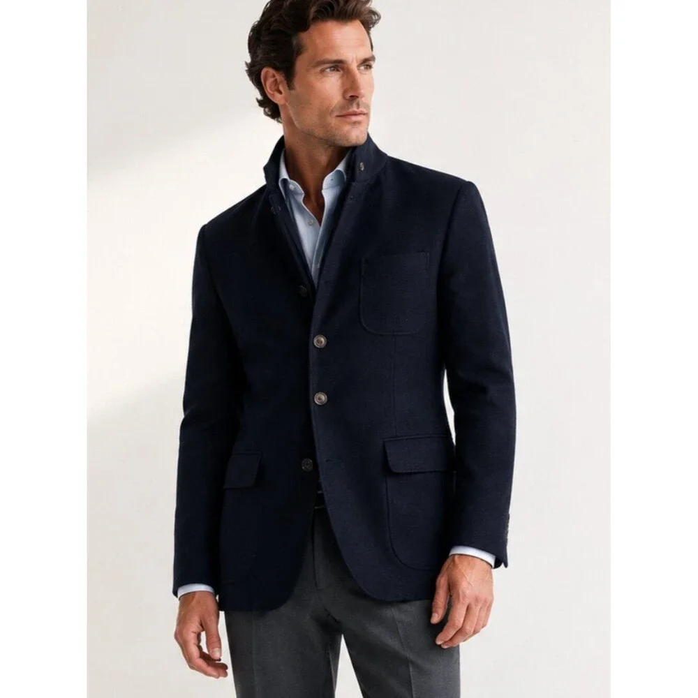 J.Crew Ludlow Subalpino Italy Wool Cotton Blazer Size 36S Blue Sport Coat